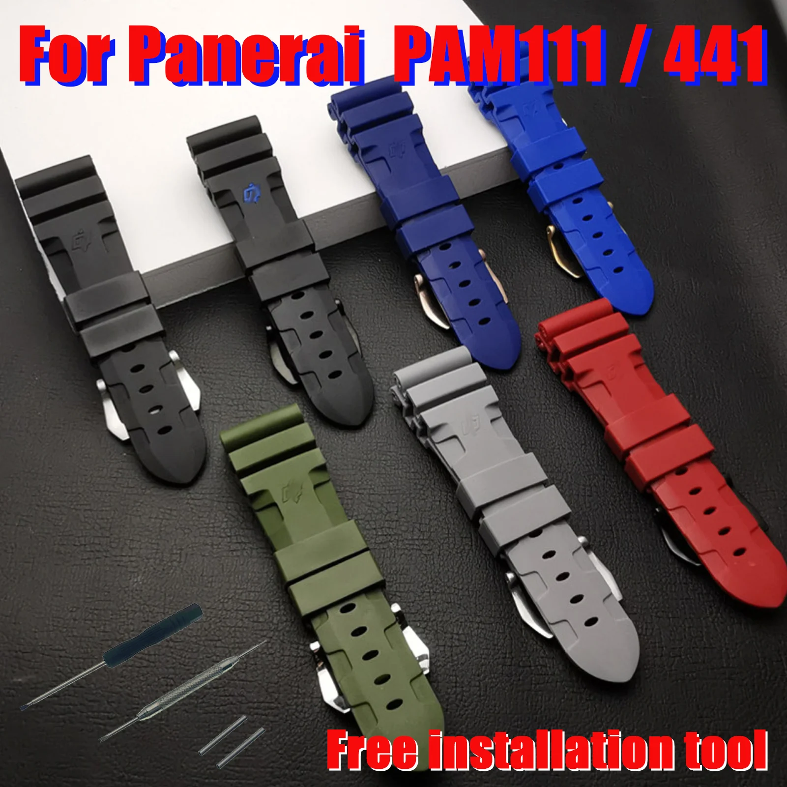 Watch Accessories for Panerai PAM111 441 Silicone Watch Strap Strap Case Men and Women Bracelet