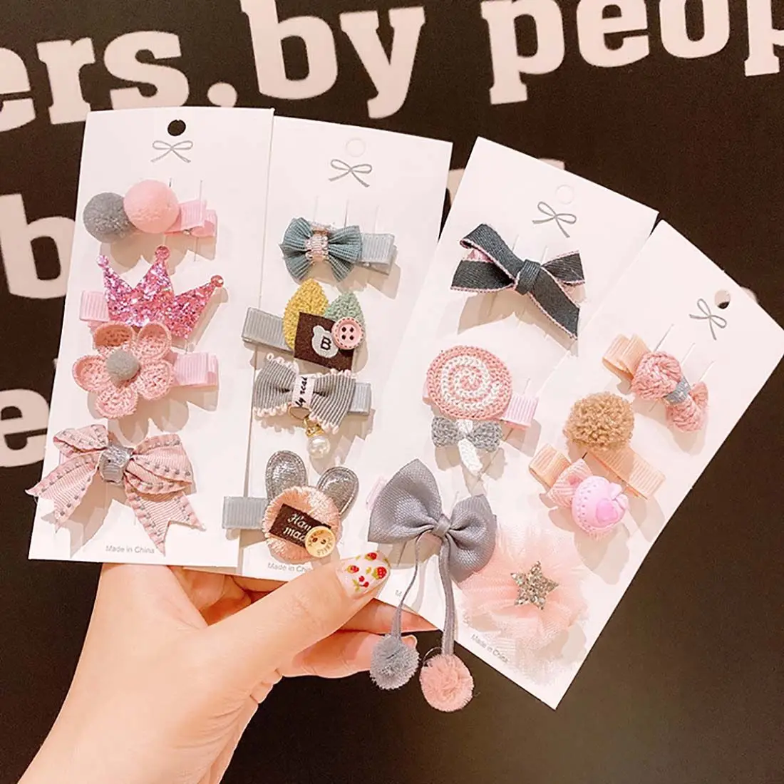 1Set Children Baby Headwear Cute Sweet Cartoon Hairpins All-Inclusive Cloth Bow Star Hair Clip Kids Girls Hair Accessories