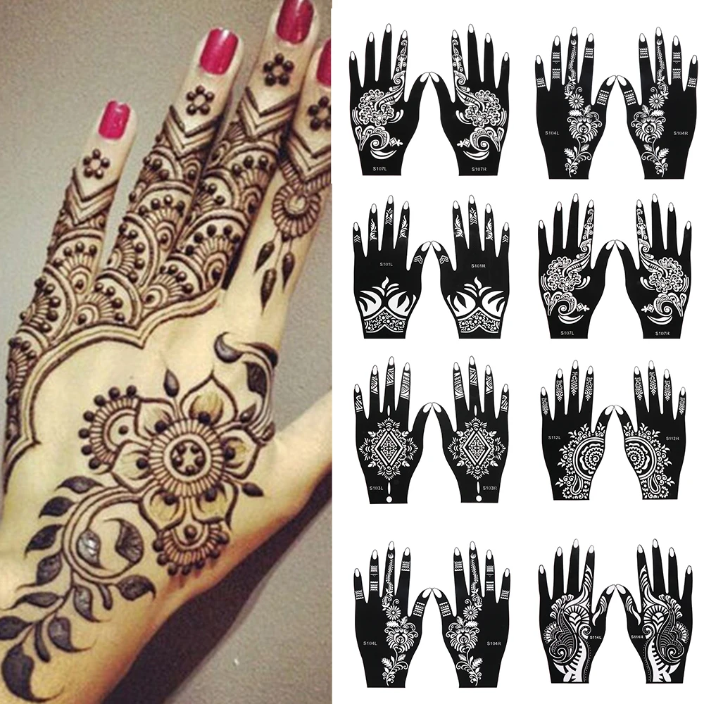 2022 New Professional Henna Stencil Temporary Hand Tattoo Body Art Sticker Template Wedding Tool Flower Tattoo Stencil