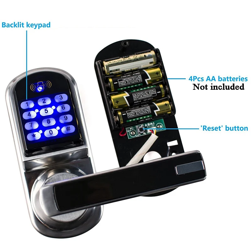 RFID Door Lock Gate opener Digital lock Mechanical Key Home Wooden/Iron Door Access control Touching Button