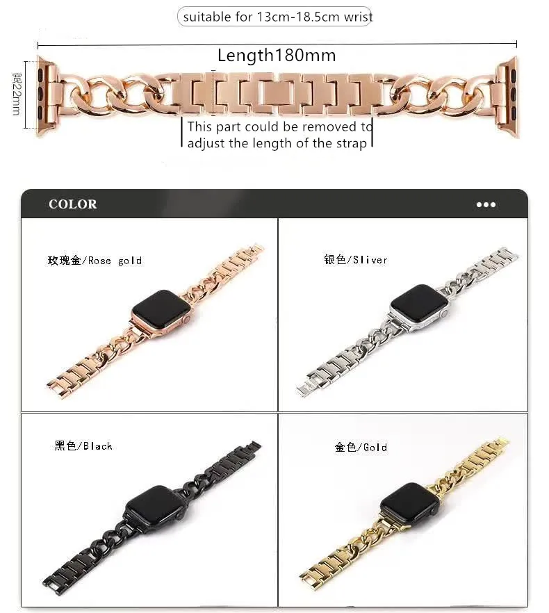 الفولاذ المقاوم للصدأ أنيقة سوار حريمي حزام ل سوار ساعة يد آبل 40/44 كاوبوي سلسلة رابط ل iWatch 7 6 5 4 3 2 1 38/42 مللي متر 41/45