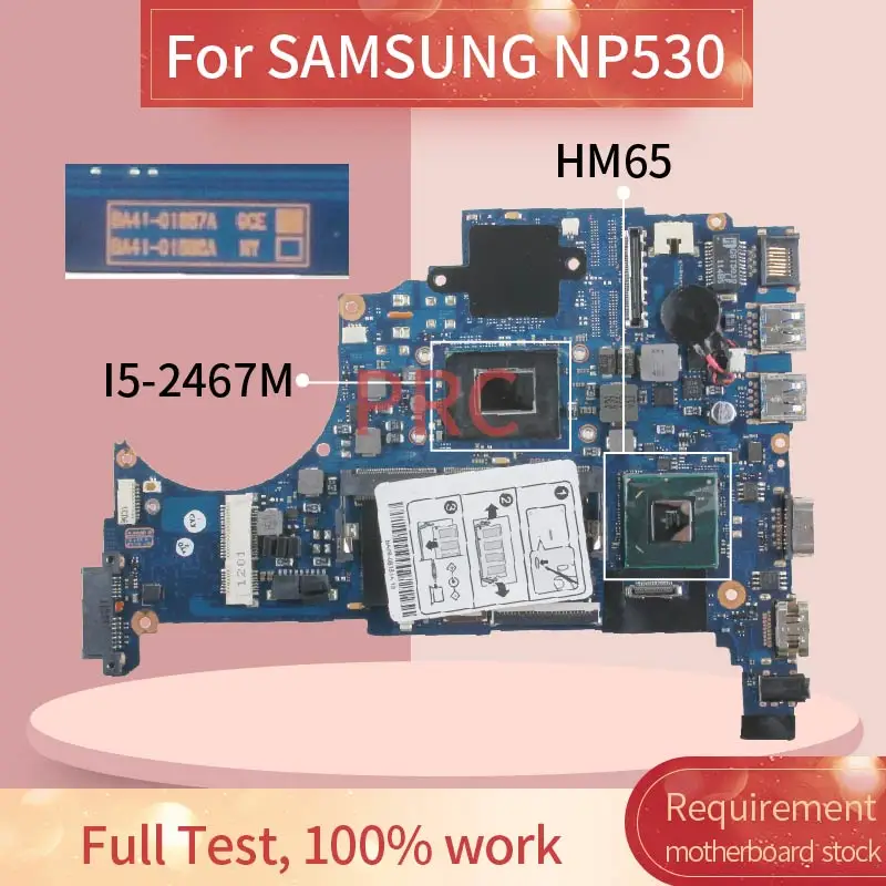 Placa base para ordenador portátil SAMSUNG NP530U4B, BA92-09841A, I5-2467M, SR0D6, HM65, con 4GB de RAM, DDR3