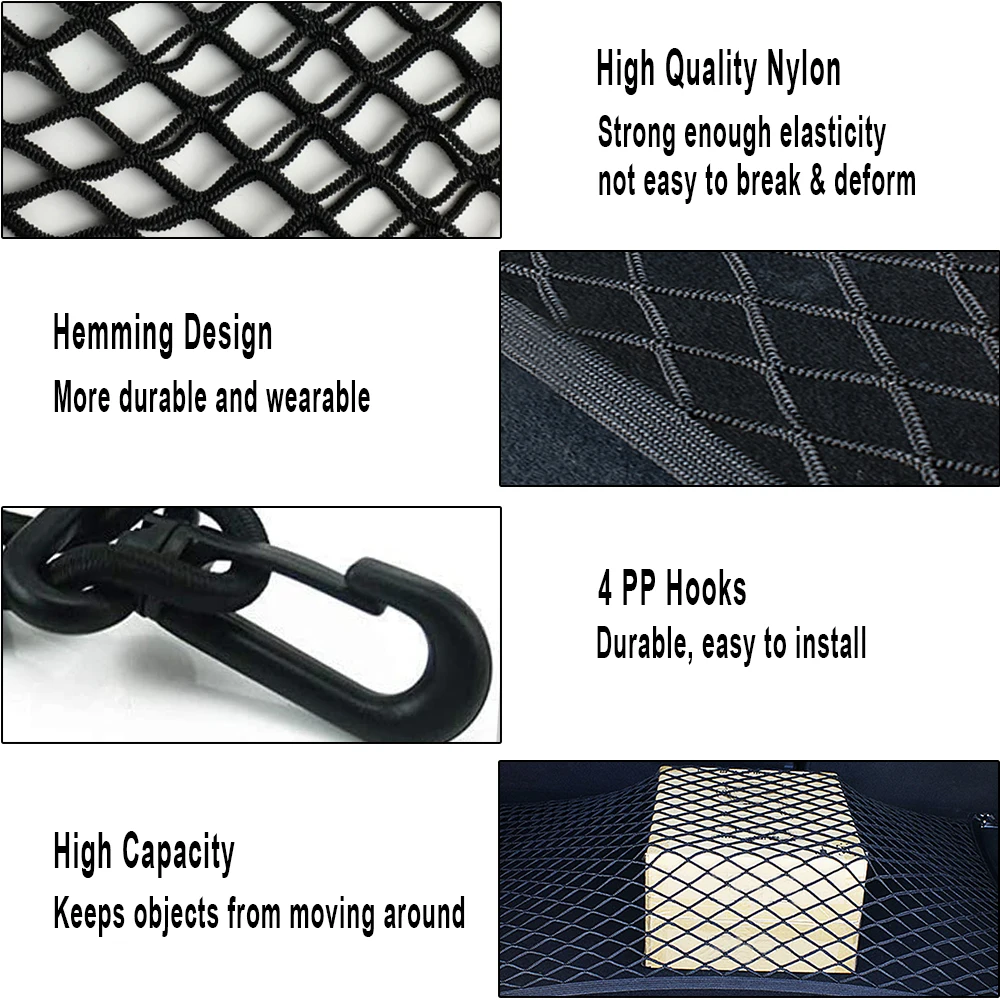 Universal Car Trunk Net Large Elastic Luggage Net Cargo Organizer Storage Nylon Stretchable Car Interior Mesh Network Pocket