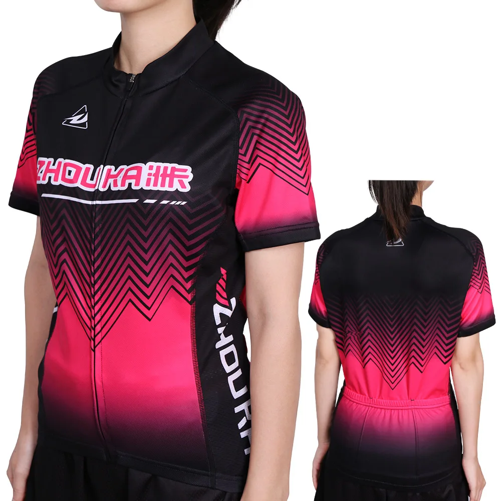 ZHOUKA Custom Women's Cycling Clothing Full-Zip Short Sleeve Cycling Jersey