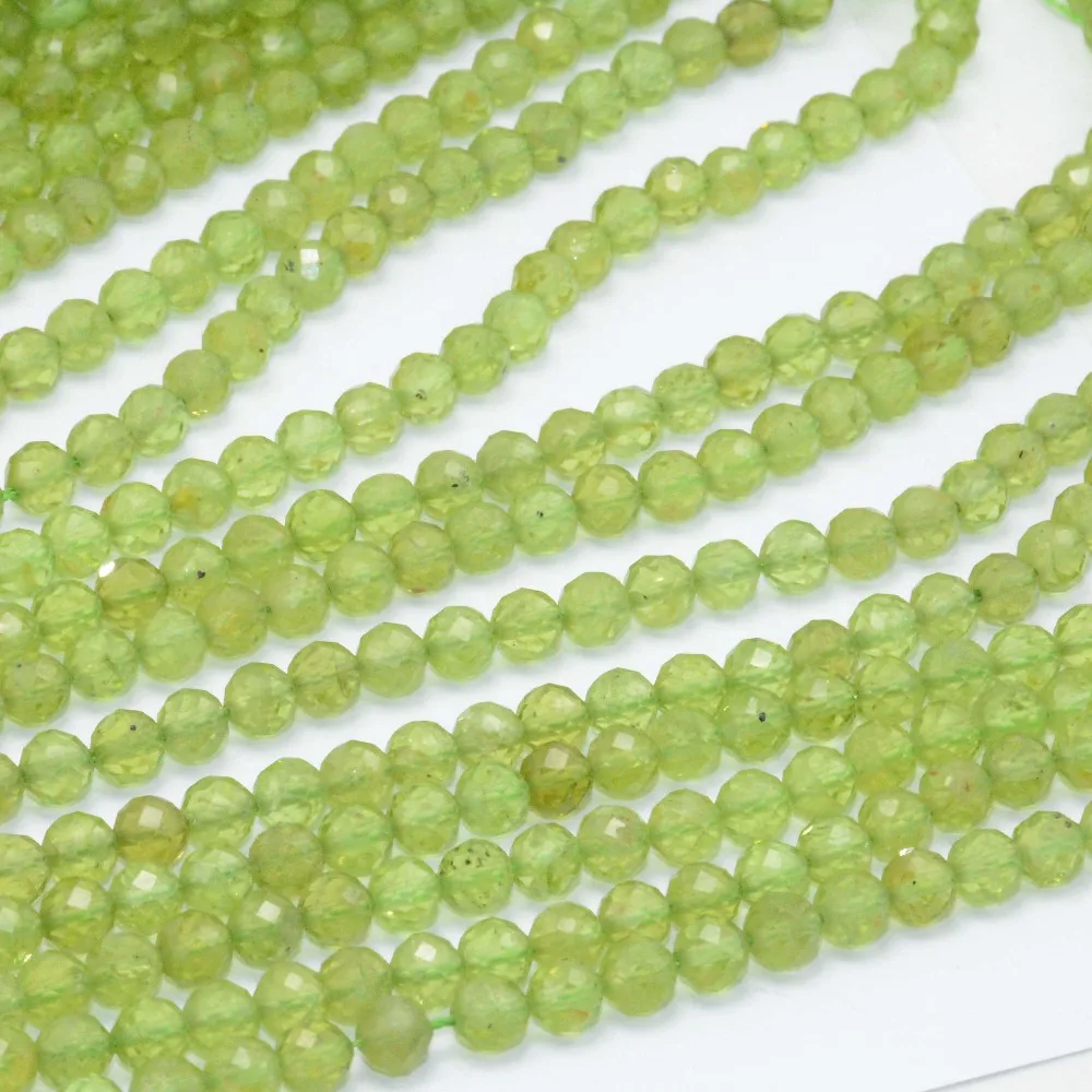 

1 Strand Natural Peridot Faceted Round Loose Bead For DIY
