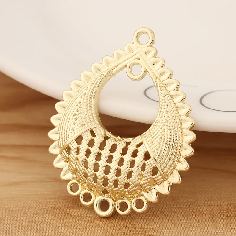 10 Pieces Matte Gold Color Water Drop Chandelier Multi Strand Connector Charms Pendants for DIY Earring Jewellery Making 38x31mm