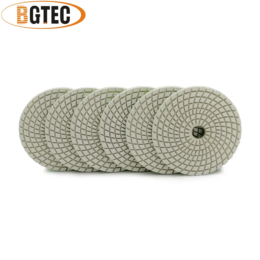 BGTEC 4inch 6pcs #1500 Professional wet diamond flexible polishing pads 100mm sanding disc disk for granite, marble, ceramic