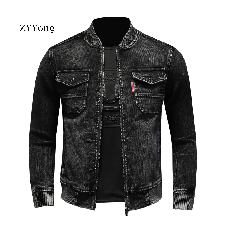 Stand Collar Bomber Pilot Black Corduroy Jacket Men Coats Motorcycle Slim Casual Outwear Clothing Outwear Ropa Hombre