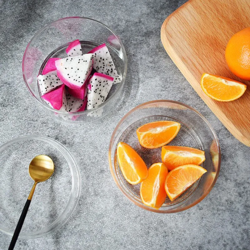 Small Containers with Lids, Glass Jars for Food, Can Overlap, Save Space Fridge Storage, Fruit Salad Fresh Bowl, Kitchen Items