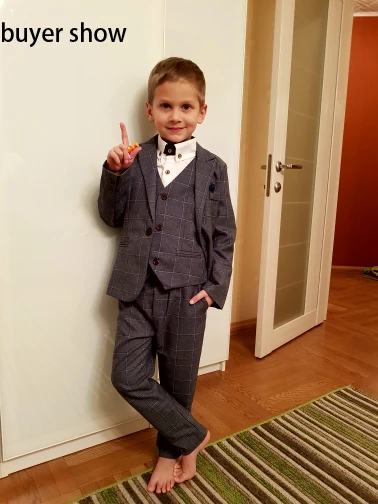 Flower Boys Formal Anzug Suit Kids Wedding Party Dress Blazer Vest Pants Bowtie 4pcs Child Tuxedo Prom Performance Costume
