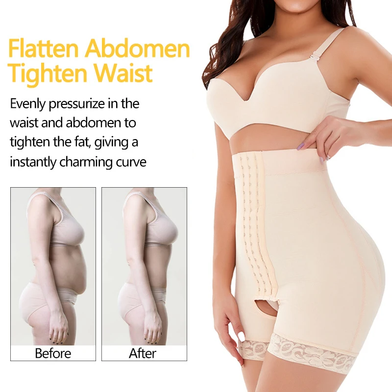 Frauen Abnehmen Body Shaper Hohe Taille Höschen Bauch-steuer Shapewear Taille Trainer Butt Heber Öffnen Gabelung Haken Shaping Slip