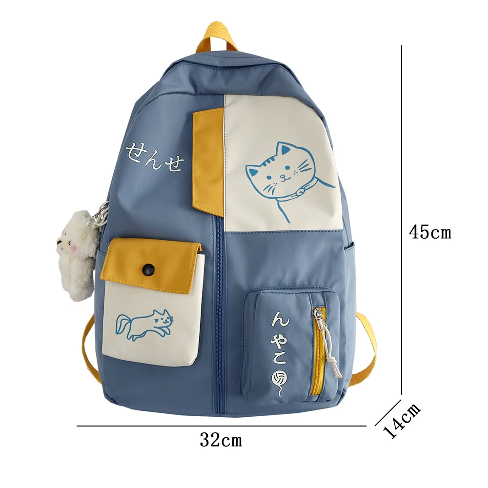 Japanese Women Backpack New Kawaii Patchwork Female Large Capacity Waterproof Nylon Shoulder School Bag Preppy Mochila Bolsa