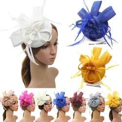 New Women Flower Hair Clip Feathers Small Mini Top Hat Wedding Fascinator Royal Ascot Race Accessories novelty gifts