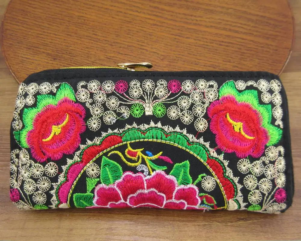 Vintage Hmong Thai Ethnic Wallet Purse, Card Holder Bag, Hobo Hippie Handbag with Embroidery, SYS-198