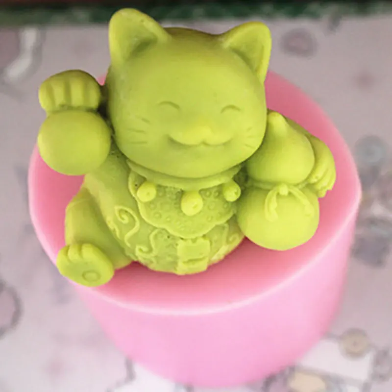 Stampo per candele per gatti fai-da-te Lucky Fortune Cat stampi in Silicone per decorare torte stampo per sapone per gatti strumento per argilla