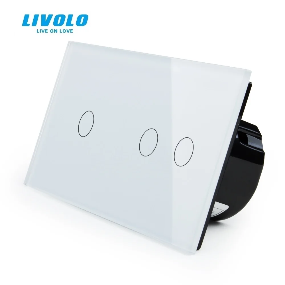 Manufacturer,Livolo EU Standard, Touch Switch, White Crystal Glass Panel,Wall Light Smart Switch,VL-C701/C702-11 for Smart Home