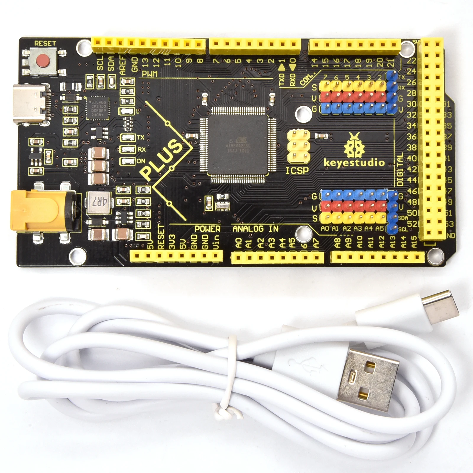 KEYESTUDIO ATMEGA2560-16AU 2560 Plus Controller Board CP2102 USB to TTL Chip Compatible with ARDUINO MEGA 2560 REV3