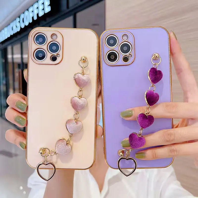 Luxury Heart Bracelet Chain Soft Case For Huawei Nova 8i 7i 8 9 5T 3i 3 4 P50 P20 P30 P40 Lite Pro Wristband phone Cover Fundas