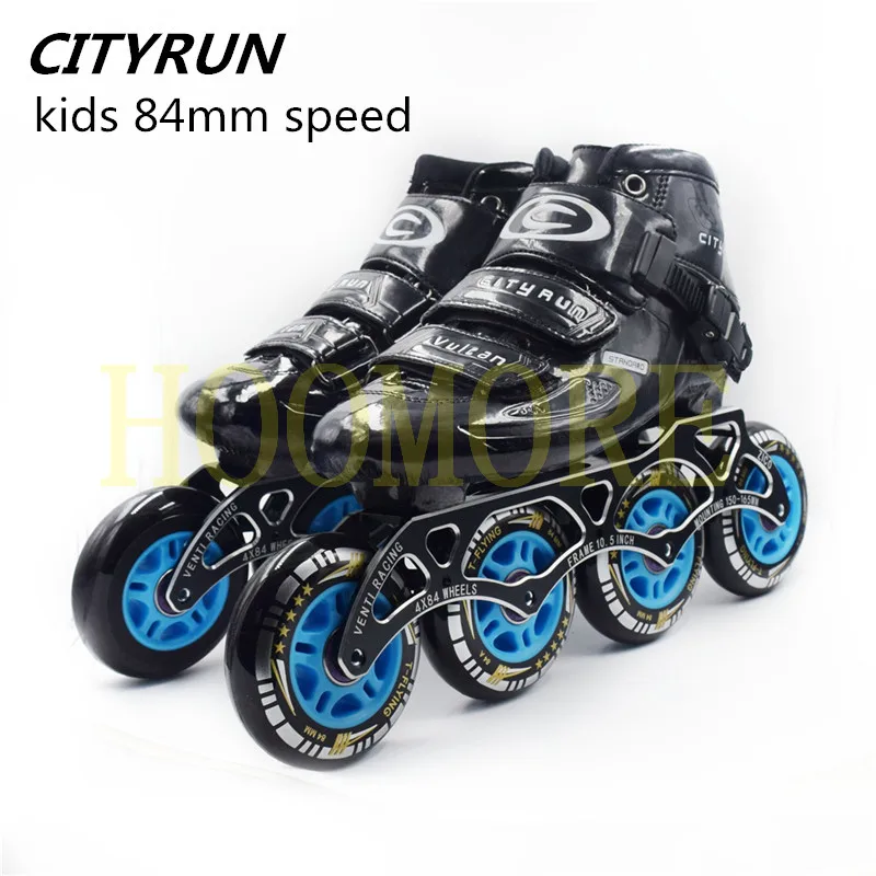 Patins de vitesse en Fiber de carbone pour enfants, 4x84mm, cadre de patinage 84mm, 4 roues CITYRUN Roller, patins de vitesse pour garçons et filles, EU 30-36