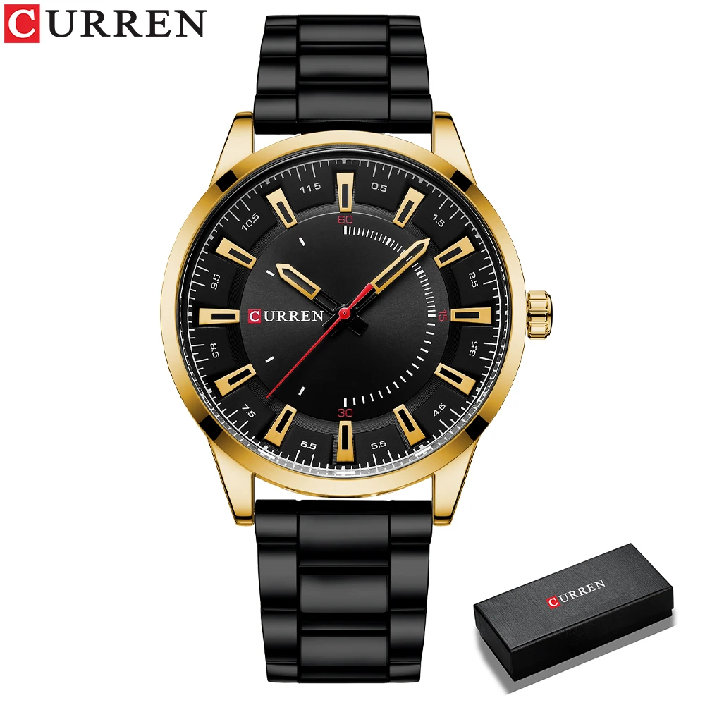 Curren Top Luxusmarke Edelstahl bänder lässig Business schwarze Männer Quarz Armbanduhr einfache Uhren für Männer 4