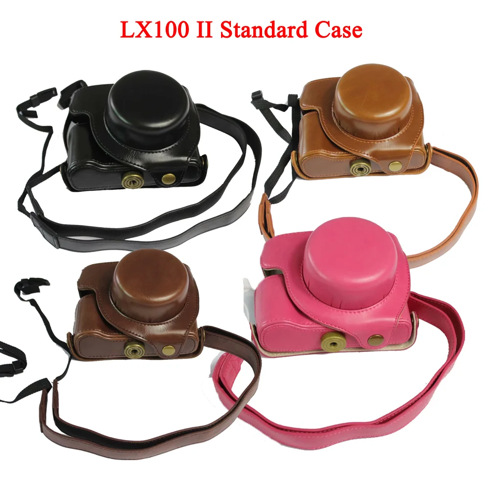 고급 PU 가죽 카메라 케이스 가방 커버, 파나소닉 DMC-LX100 LX100 LX100 II DC-LX100 II, 스트랩 포함 카메라 가방