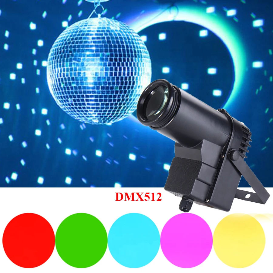 

DMX512 10W RGBW Disco Mirror Ball Spotlight LED Stage Spot Light Pinspot Light Narrow Spotlight for Party Bar Event Dj Light