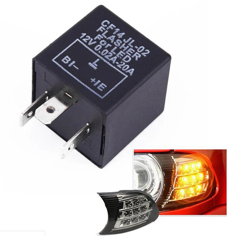 1PC 3 Pin CF14 JL-02 Electronic Car Flasher Relay to Fix LED Light Turn Signal Hyper Flash Blinking Light 12V DC