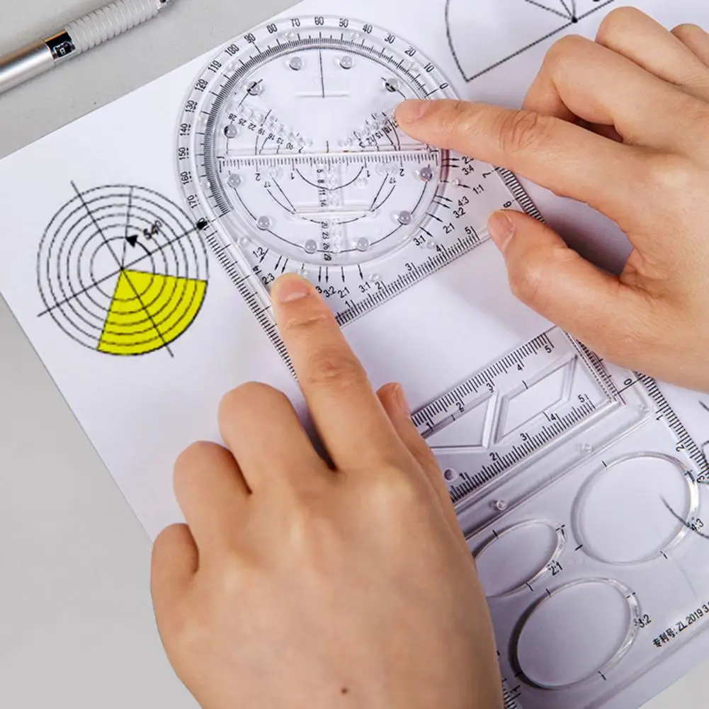 Multifunctional Geometric Ruler Geometric Drawing Template Measuring Tool For School Office Architecture Supply линейка школьная