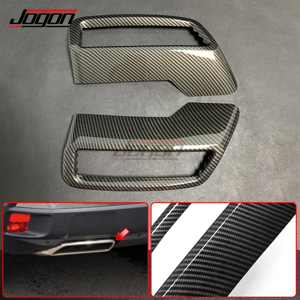 For Peugeot 3008 II 5008 T87 2017 2018 2019 2pcs ABS Rear Exhaust Muffler Tail End Pipe Sticker Cover Trim Car Accessories