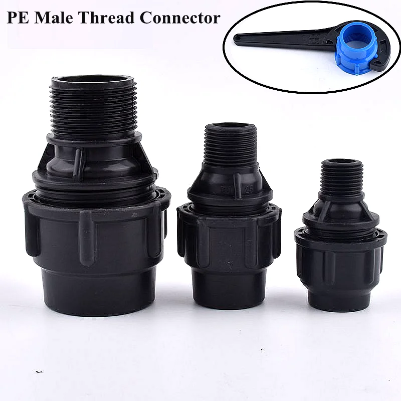 

1/2 "-2" Male Thread To 20-63mm PE Quick Connector Agriculture Irrigation System Water Pipe Joint Garden Watering Tube Fittings