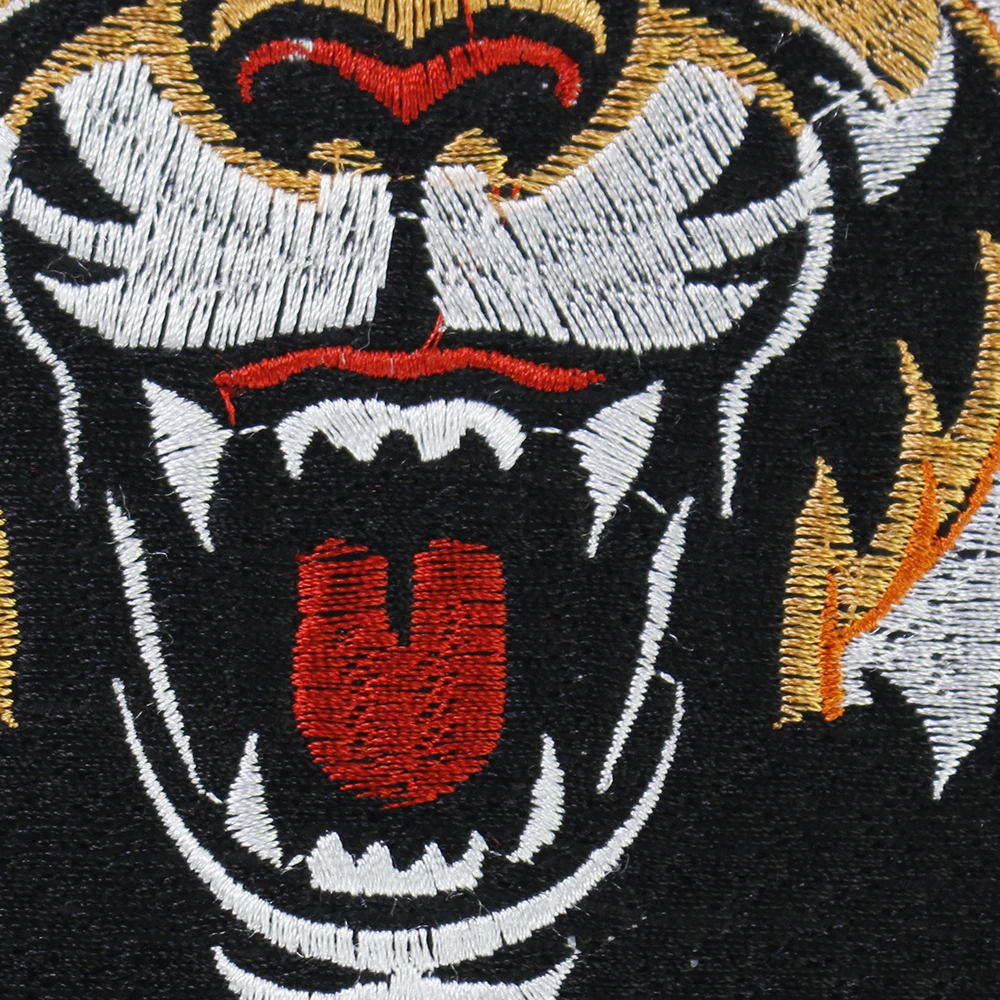 Tiger Embroidery Patches Rock Jacket Back Patches Applique Iron on Sticker Badges