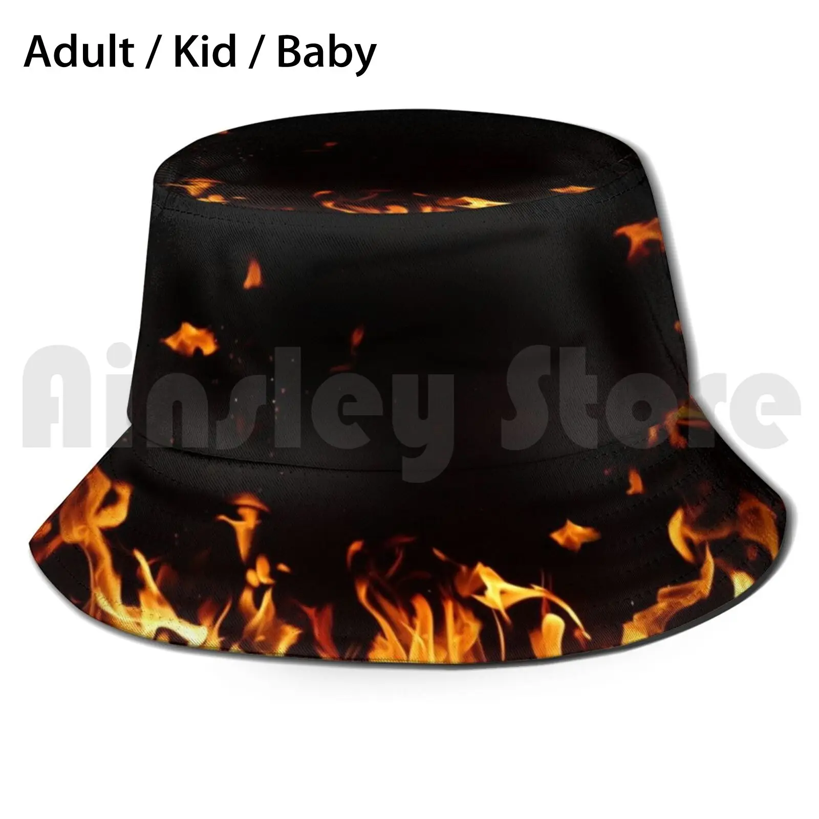 Fire Sun Hat 1771 Bucket Hat Hecticgraphics Hectic Graphics Hector Cantres Flames Fire Red Orange Yellow