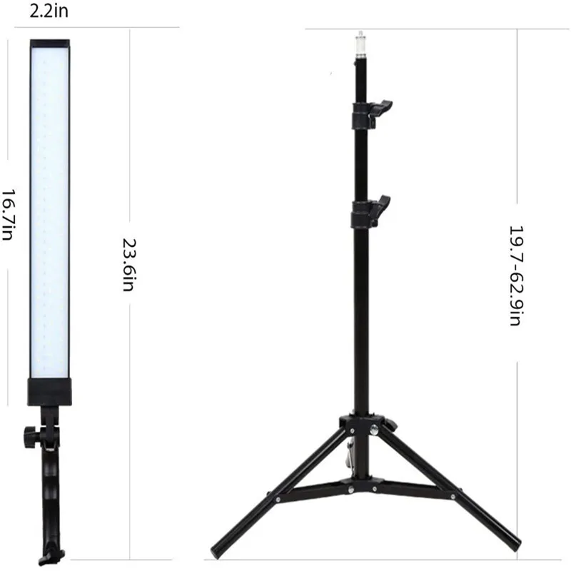 Dimmable LED Studio Lighting Kit, Luz de Vídeo, Handheld Fill Light Com Suporte, 24W, 3200K-5500K Fotográfico