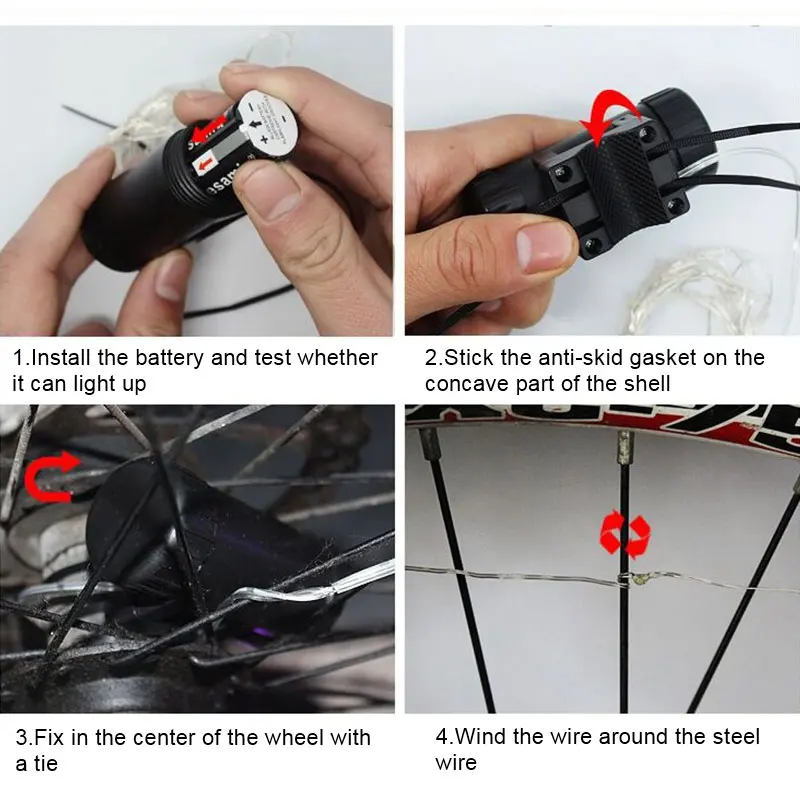 Waterproof Bicycle Spoke Light 2 Meters 20 LED Bike Wheel Light Safety Warning Cycling Flashing Light with AAA Battery