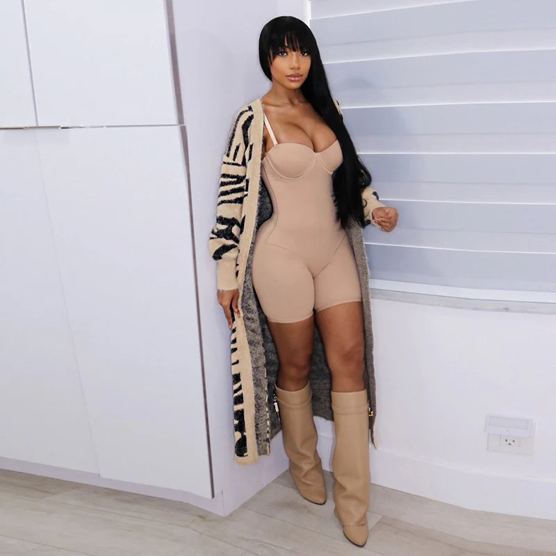 Sleeveless Strap Low Cut Skinny Biker Shorts Rompers One Piece Workout Loungewear Sporty Women Playsuits Solid Simple Cloth