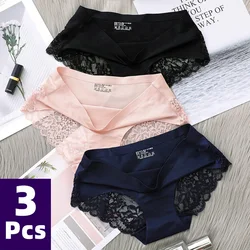 Women's Panties Silk Soft Underwear for Women Seamless Mid-waist Panties Women Sexy Lingerie Briefs Intimates Underpants 3Pcs