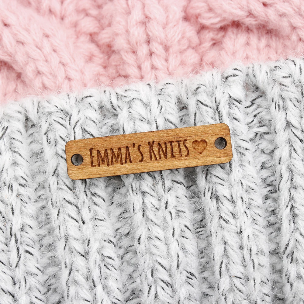 Wooden labels,  knit labels, Handmade, custom engraving, Logo or Text，Personalized Brand, Name Tags (WD3161)