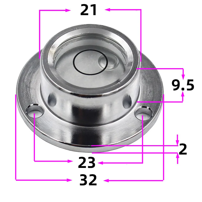 Flange Spirit Level Bubble Bullseye Leveler with Base Horizontal Measuring Instrument Diameter 32mm High Temperature Resistance