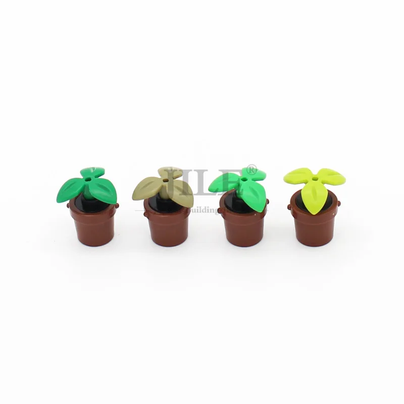 Moc Plant Stem with 3 Leaves and Bottom Pin Grass Compatible 37695 DIY Enlighten Building Blocks Bricks Construction Assembles