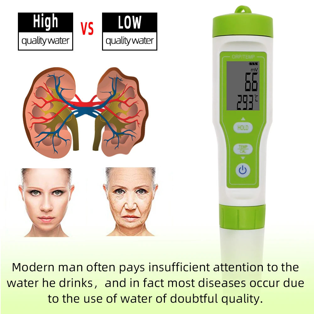 ORP-100 Digital ORP Meter 2 in 1 Temp ORP Monitor Redox Tester Water Quantity Test Purity Analyser for Drink Water Pool 20%OFF