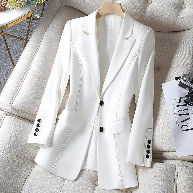 Casaco Feminino Chic Suit Jacket Women 2023 New Spring Autumn Black Blazer Vintage Outerwear Tops Fashion Loose Coat Female 4XL