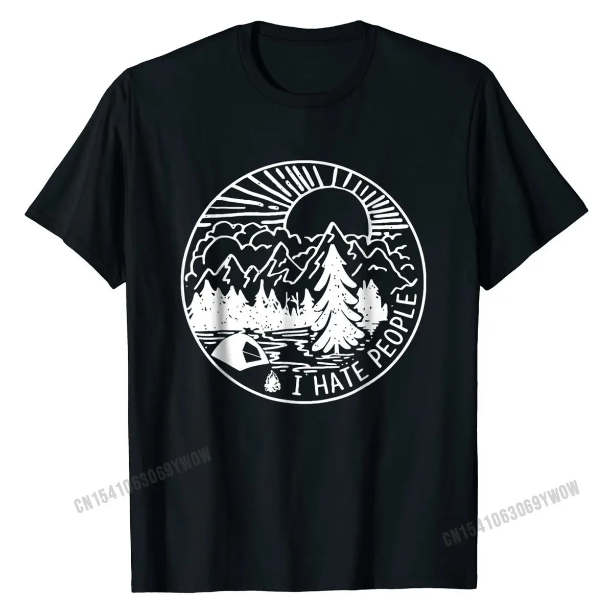 I Hate People I Love Camping Funny T-Shirt Tshirts Unique Cheap Cotton Tops Shirts Normal for Students