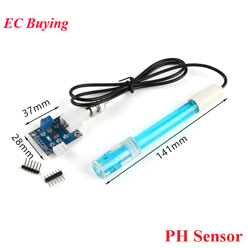 PH Sensor Module For Arduino PH Value Liquid Detection Test Electrode Probe for 51/STM32 BNC 5V DS18B20 Signal Output Port