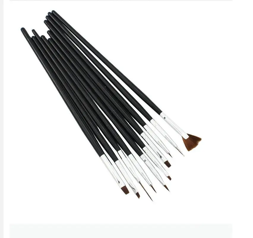 10Pcs Zestaw pędzli do zdobienia paznokci Liner Dotting Fan Acrylic Builder Flat Crystal Painting Drawing Carving Pen UV Gel Manicure Tool T0591