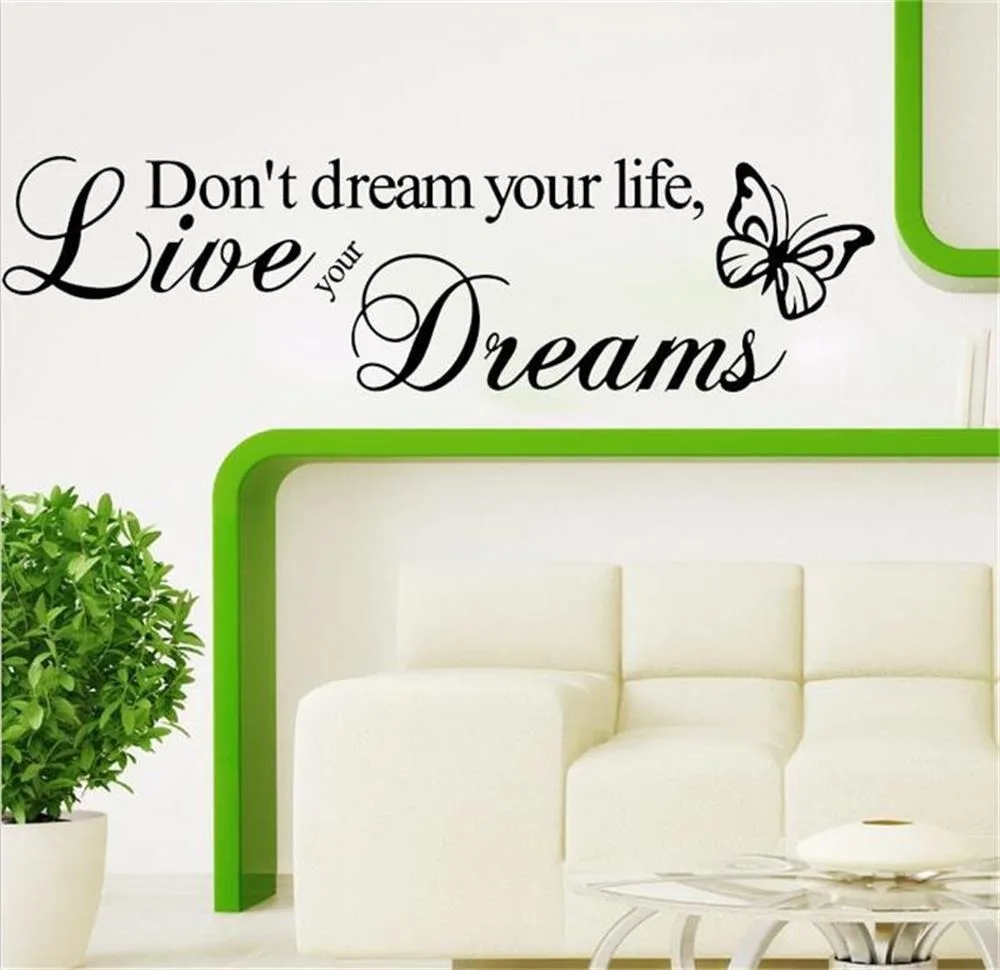 Don\'t Dream Your Life Art Vinyl Quote Wall Sticker Wall Decals Home Decor Live Your Dreams