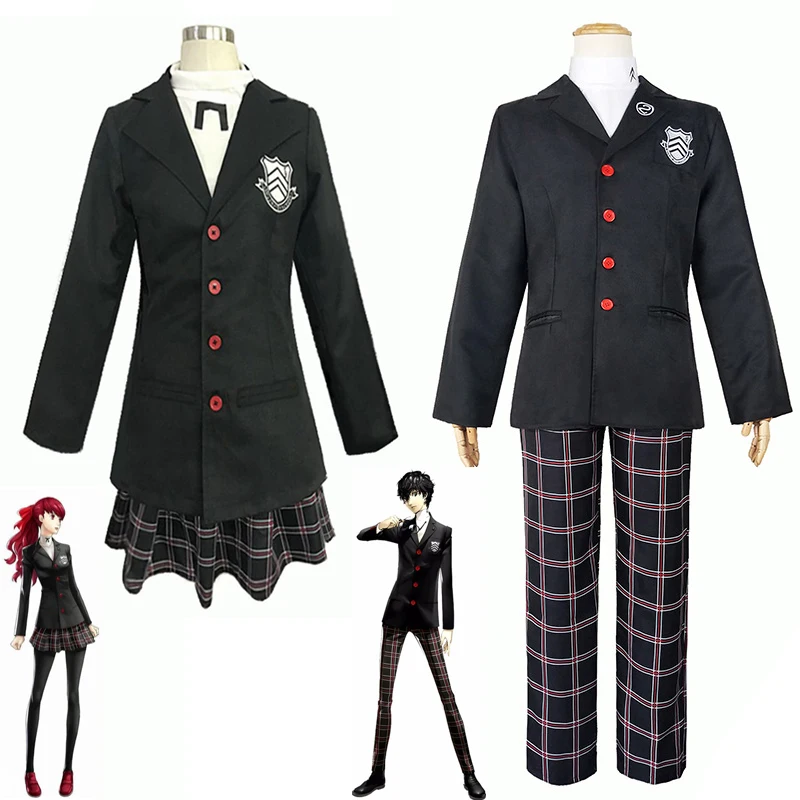 2020 New Anime cosplay persona 5 cosplay costume akira kurusu / ren amamiya school uniform for unisex coat shirt pants wig