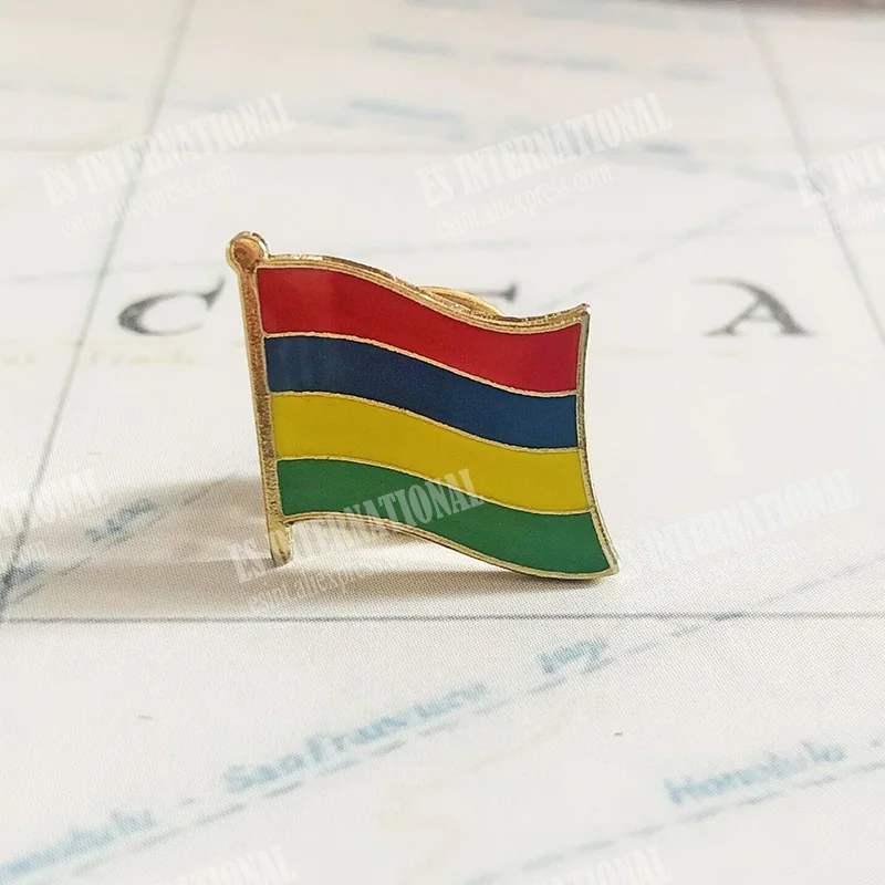 MAURITIUS National Flag Embroidery Patches Badge Shield And Square Shape Pin One Set On The Cloth Armband   Backpack  Decoration