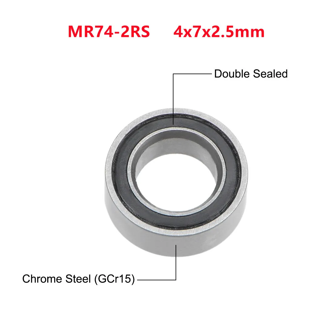 

50pcs/100pcs/500pcs MR74-2RS MR74RS MR74 RS 2RS L-740 4x7x2.5mm Miniature Deep Groove Ball Bearing 4*7*2.5mm 674-2RS