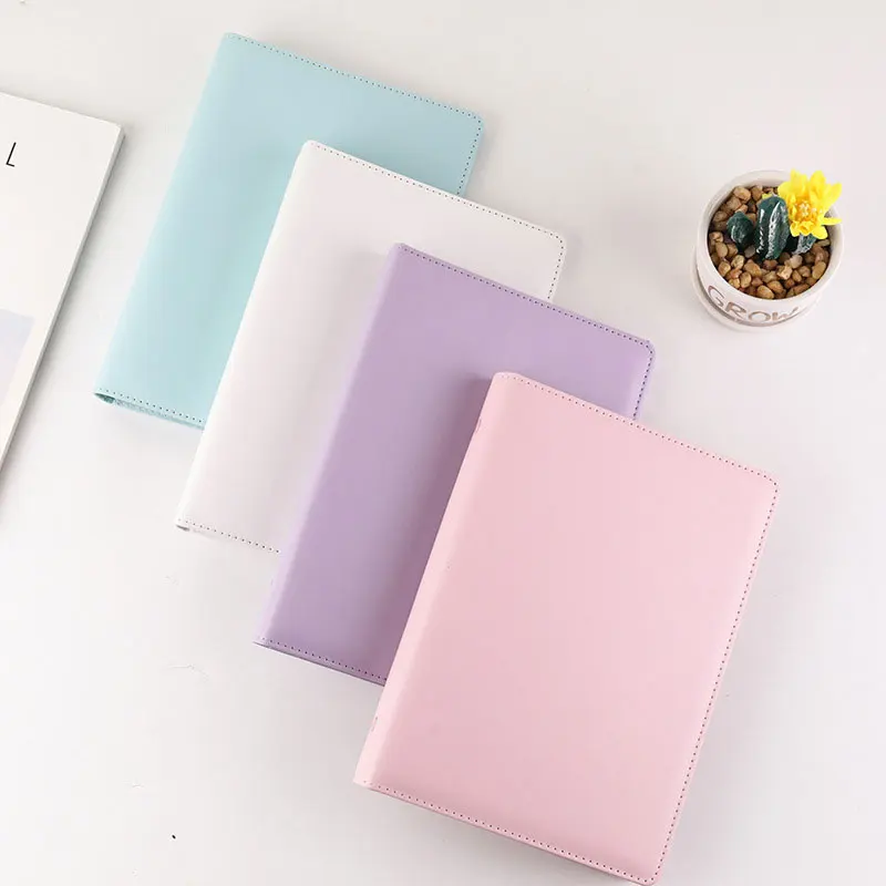 Yiwi A5 Macaron Pu Leather Binder Sleeves 1P 2P 4P Transparent Photo Album Binder Refill Inner Sleeves Photocard Holder