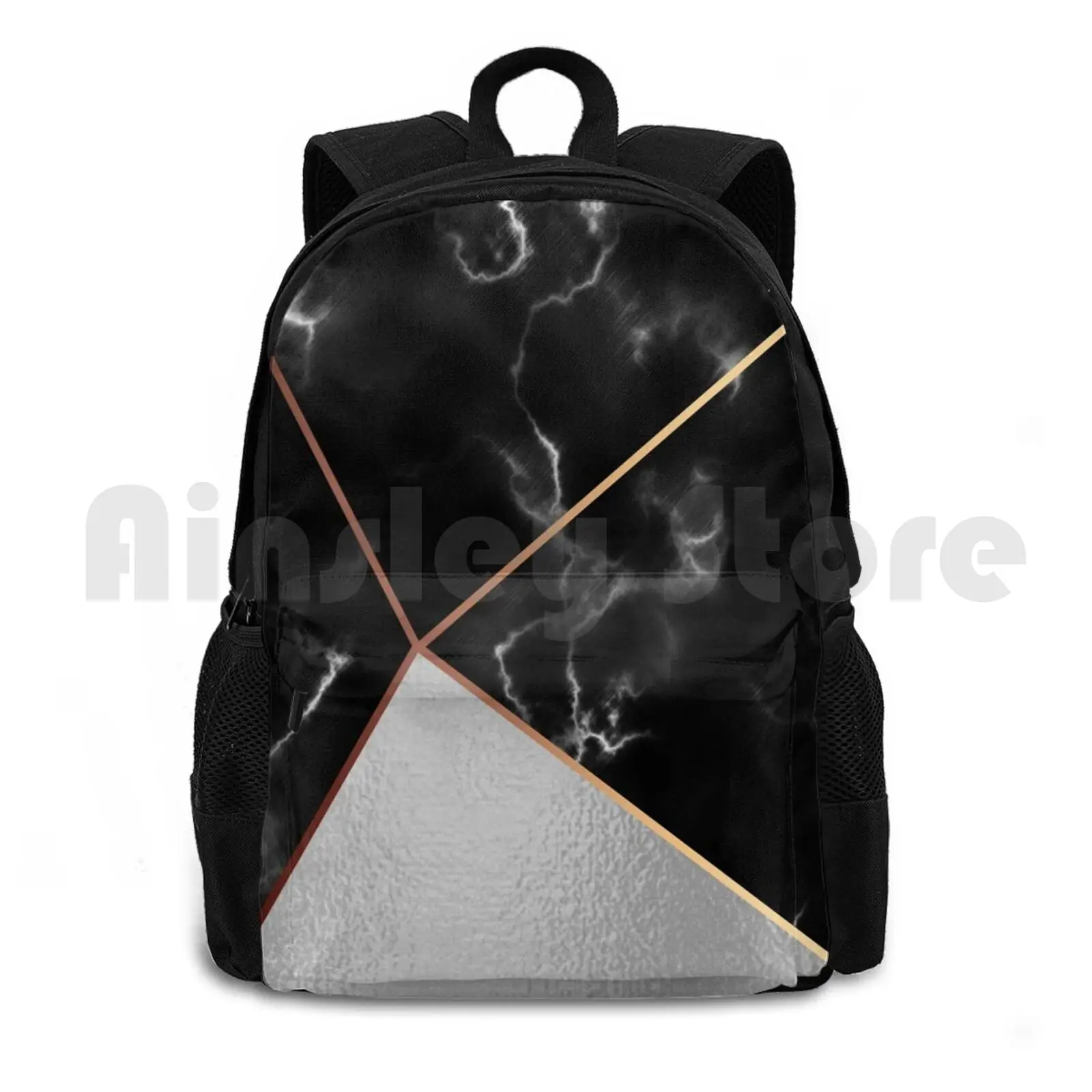 Marble Pattern Outdoor Hiking Backpack Waterproof Camping Travel Cute Colorful Vibrant Abstract Graphic Graphics Geometric